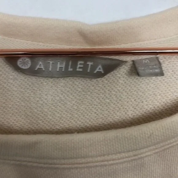 Athleta Tie Waist Cream Scoop Neck Sweatshirt Top Like New Condition Medium - Picture 3 of 5